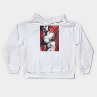 Nude Woman Torso On Red Kids Hoodie